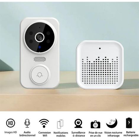 Campanello visivo intelligente, citofono bidirezionale, visione notturna a infrarossi, sistema di sicurezza con monitoraggio remoto, videocitofono Wi-Fi (1/4)