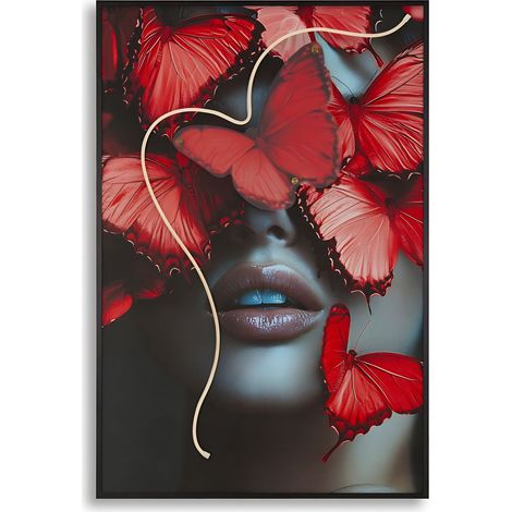 Stampa Artistica con LED e applicazione 3D su Tela Moden Butterflies - Quadro scenografico 60x90 cm