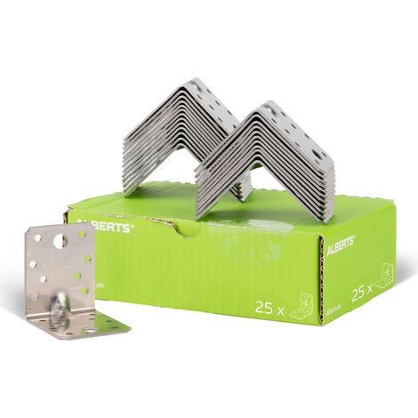 Équerre d'assemblage renforcée en acier inoxydable – Dimensions 70 x 70 x 55 mm – Set de 25 pièces pour fixation durable – Alberts