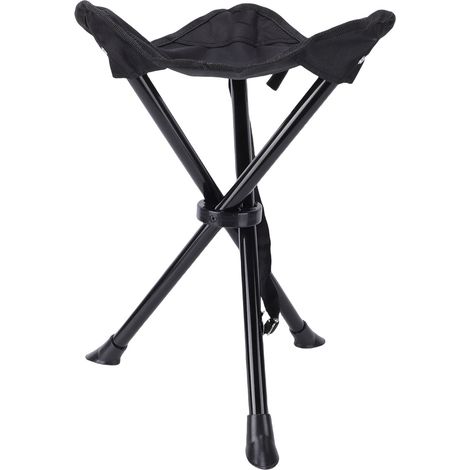 Lot de 2 tabourets de camping pliables de voyage, chaises trépied d'extérieur, chaises de fête portables, chaises de pêche, sièges pour le camping, la randonnée et la plage, entièrement noirs. (1/5)