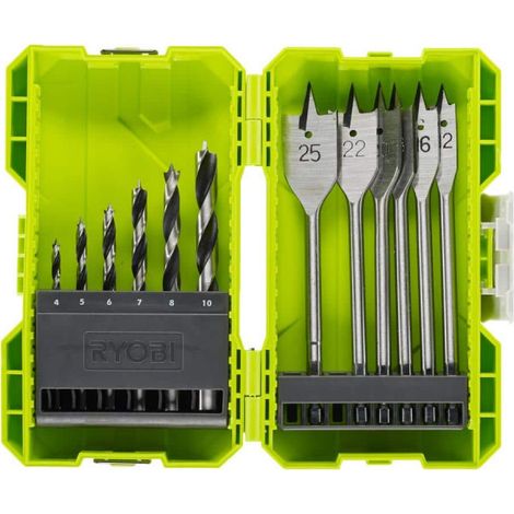 RYOBI Coffret antichocs empilable 12 accessoires de perçage bois RAK12SWD (1/5)