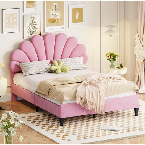Bett Doppelbett Polsterbett 140x200 Samt Rosa OKMYHOME (1/5)