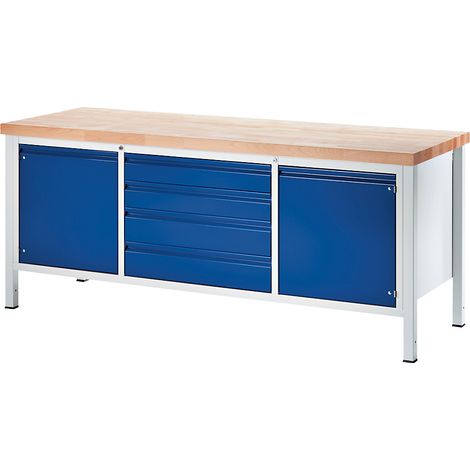 RAU, Établi sur piétement, 4 tiroirs taille XL, 2 portes, (1/2)