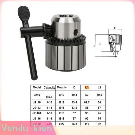 Garosa clé de mandrin Mandrin de perçage 0.6-20mm en acier robuste, haute précision avec clé à mandrin pour quincaillerie choc (1/4)