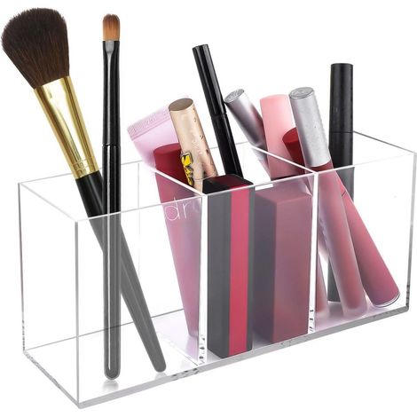 Boîte De Rangement Pour Maquillage - Boîte À Trois Compartiments En Acrylique Transparent - Pour Salle De Bain Et Chambre - 1 Pièce