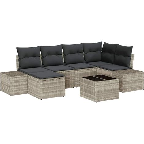 Maison Exclusive - Garten-Sofa-Set mit Kissen 6 pcs Hellgrau Poly