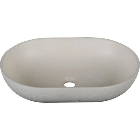 Lavabo da appoggio sabbia ovale bianco 530x350x130 mm senza piletta (1/4)