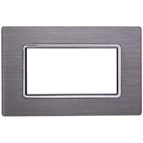 Ettroit Plaque compatible Bticino Livinglight 4 modules aluminium couleur argent satiné - LN86406