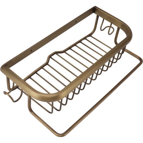 Étagère murale de douche style rétro en cuivre robuste, peu encombrante et multifonctionnelle, pour salle de bain, toilettes, lavabo et cuisine. (1/5)