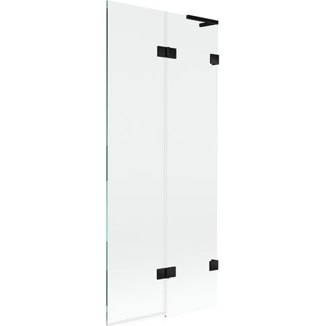 Paravent de bain Mexen Lunar L 2 volets droit 80 x 150 cm, transparent, noir - 897L-080-100-70-00-P (1/5)