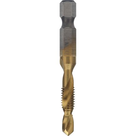 Mèche à tarauder hexagonale revêtement titane M6 pour bois, embout combiné métrique visserie taraudage (1/5)