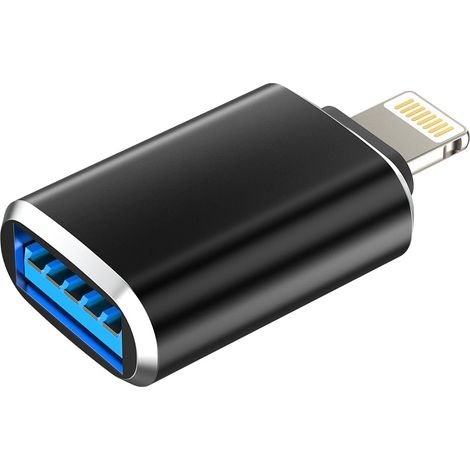 Adaptateur Lightning USB pour Apple iPhone 14 13 12 11 Pro Max 7 8 Plus X SE XS XR pour iPad Air Câble OTG USB Jack Clé Télécharger Photo Lecteur Cartes Souris Répartiteur Carte Lecteur Accessoires (1/5)