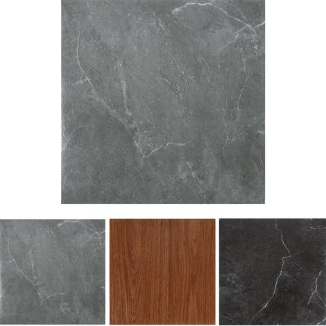 Revêtement de sol en PVC - 30 x 30 cm - 11 carreaux de 1 m² - Autocollant - Antidérapant - Imperméable - Coupe - Aspect carrelage - Pour salon, cuisine - Gris marbre (1/5)