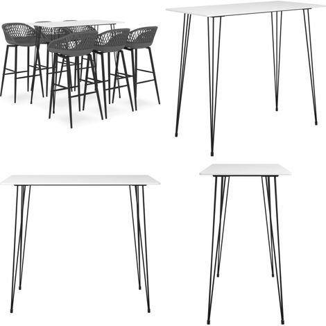 7-tlg. Bar-Set Weiß und Grau - Bar Set - Bartisch - Barhocker - Kücheninsel - Wohnzimmer Dekoration - Home & Living (1/5)