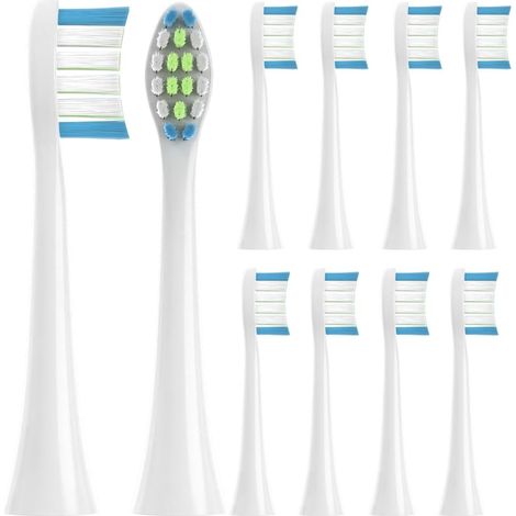 Lot de 10 têtes de brosse compatibles avec les têtes de brosse à dents Smiennn - Compatibles avec les têtes de brosse Olybooo - Blanches (1/5)