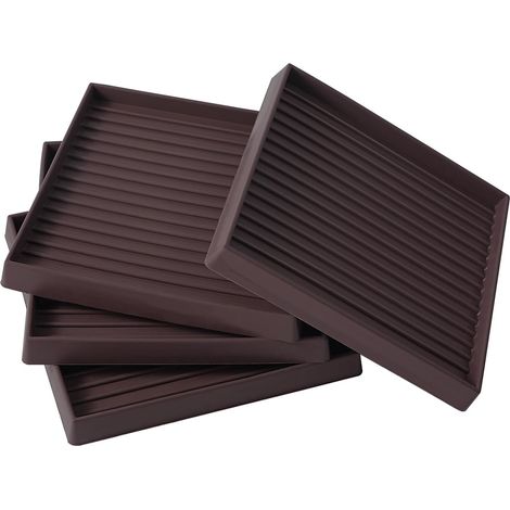 Ruedas cuadradas de goma para muebles de 5x5, almohadillas antideslizantes, topes de cama, protectores de suelo con asa - Protegen todo tipo de suelos