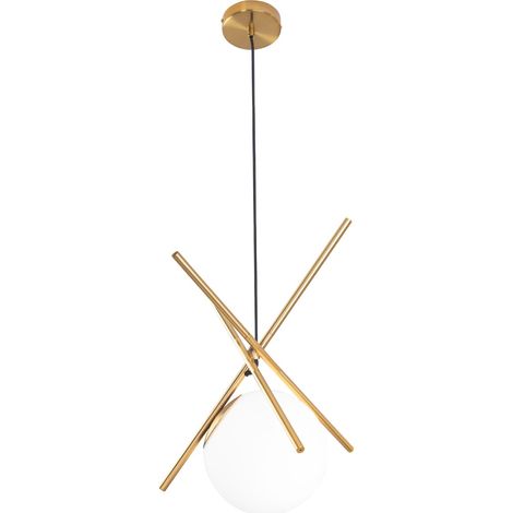 Suspension Maxlight Xena laiton Ø20cm globe blanc E27 (1/3)