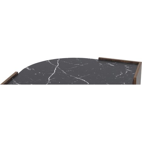 Tavolino da salotto effetto marmo nero e legno noce, in truciolare, 96,5 x 63 x 40 cm (1/5)