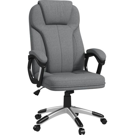 Bürostuhl Ergonomisch, Höhenverstellbar, Hohe Rückenlehne mit Wippfunktion und Armlehnen, Polyester Grau (1/5)