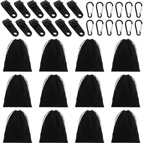 12 poids de rideau d'extérieur pour nappe avec 12 mousquetons et 12 clips Lot de poids de nappe - Sac de poids pour tonnelle, rideaux d'extérieur - Sac de poids pour tonnelle de jardin (1/5)
