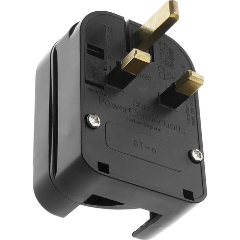 BeMatik - Adaptateur prise de courant Europe à UK avec 2 broches rondes femelle à BS1363 prise mâle fixé (1/5)