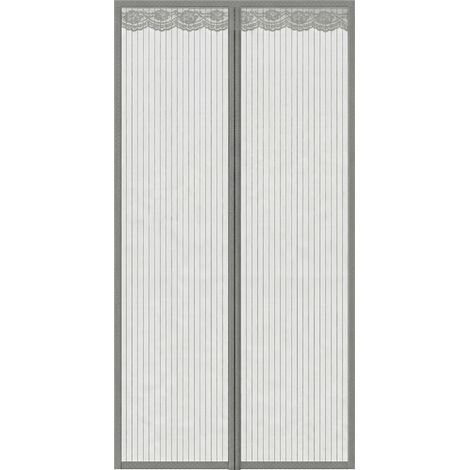 Moustiquaire Magnetique Porte - 90 x 210 cm - Maille Fine Anti Insectes - Pour Balcon Cave Chambre - 50 Aimants - Gris