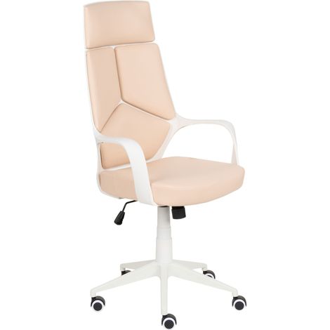 Office Chair Peach Pink Faux Leather Swivel Desk Computer Adjustable Seat Reclining Backrest Injection Moulded Foam Minimalist DELIGHT