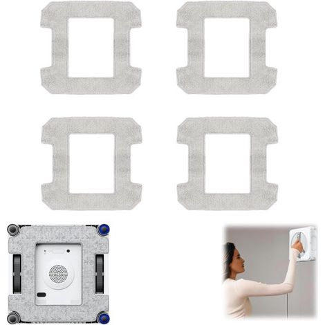 4 pièces - Tampon de vadrouille lavable - Chiffon de vadrouille - Chiffon de nettoyage - Accessoires pour robots lave-vitres - Compatible avec les aspirateurs de vitres Ecovacs Winbot W1/W1S/W1PRO/W1S (1/5)