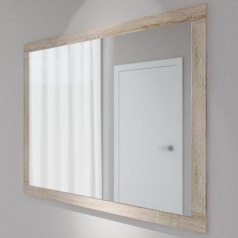 Cuisibane – Miroir sur pied 140x109 cm – Cadre décoratif bois chêne cambrian – Installation facile avec découpe arrière – Garantie 2 ans (1/3)