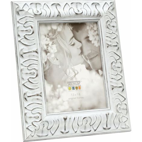 Cadre Photo Style Baroque Bois Blanc 20 x 30 cm