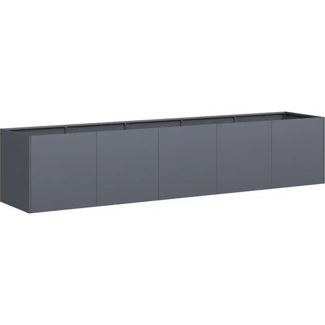 Jardinière rectangulaire moderne pour jardin balcon 200 x 40 x 40 cm avec fond ouvert esthétique en acier laminé à froid anthracite (1/5)