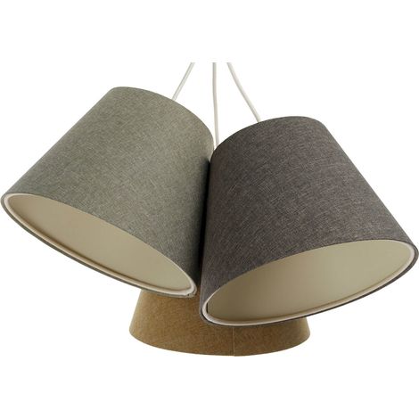 Suspension tissu boho élégant lumière douce pour salon ou chambre - Beige crème texturé (1/5)