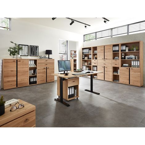 Büromöbel Set 10-teilig SARINA-36 mit höhenverstellbarem Schreibtisch in Altesche teilmassiv (1/5)