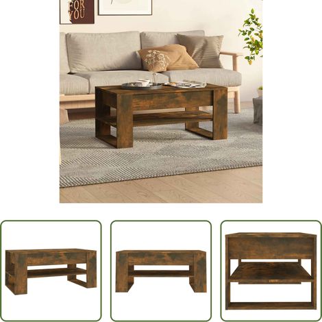 Bois d'ingénierie -  Table basse chêne fumé 102x55x45 cm bois d'ingénierie (1/5)