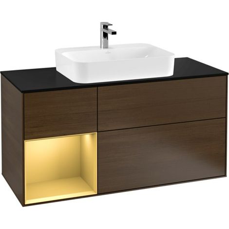 V&B Waschtischunterschrank Wandbeleuchtung Finion 120cm, Pl bla m, Reg li gol m, wal ven (1/2)
