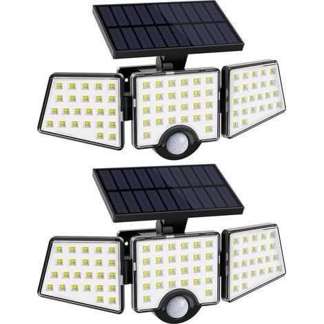 Lampe de Sécurité Solaire Extérieur Puissante 1200LM, Projecteur Extérieure avec Détecteur de Mouvement PIR, 3 Têtes, IP65 Étanche Solaire éclairage Mural d'extérieur pour Porche, Jardin, Patio (1/5)