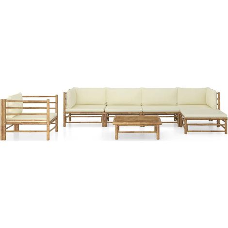 Maison Exclusive - 7-tlg. Garten-Lounge-Set mit Cremeweißen Kisse (1/5)