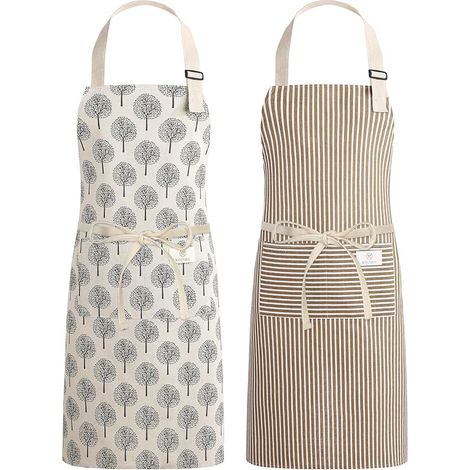 2 Tabliers de Cuisine Femme Chef tablier femme Réglable Tabliers de cuisine avec Poches pour Familial Cuisine, Jardinage, Café, Restaurant, Barbecue (1/5)