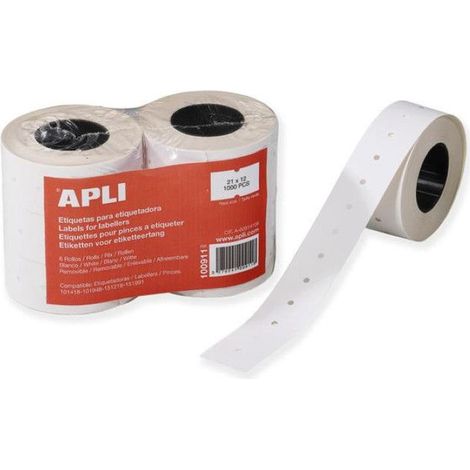 Étiquettes rectangles 21 x 12 mm blanc adhésif amovible 6 u.