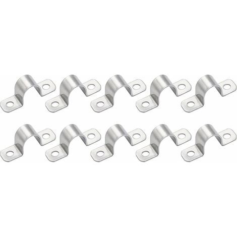 Lot de 10 colliers de serrage en forme de U, 32 mm en acier inoxydable en forme de U, colliers de serrage robustes pour tuyaux d'eau, câbles de gaz (1/5)