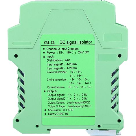 Isolateur de signal DC 420mA à sortie double, transmetteur conditionneur 05V, module 2 entrées 2 sorties pour instrumentation industrielle. (1/5)