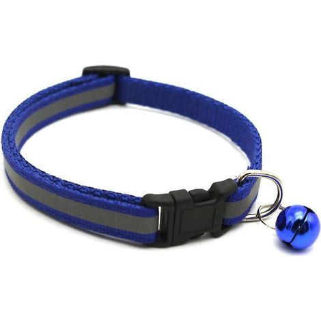Collier réfléchissant réglable pour chat avec clochette - Lot de 2, bleu (1/5)
