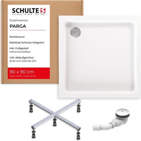 Schulte Duschwanne Parga 90x90 - Komplettset inklusive Fußgestell, Ablauf und Schürze (1/5)