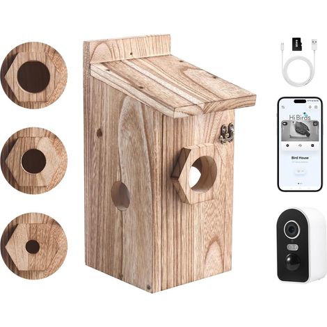 Nichoir Oiseaux Exterieur, Nichoir Oiseaux a Fabriquer, Maison Oiseaux à Suspendre, Cabane Oiseaux Anti-pic à Construire, Nichoirs Bois pour Mésanges, Moineaux et Perruches à Longue Queue, E