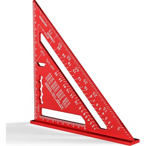180-mm-Zimmermannswinkel, metrisches Dreiecklineal aus Aluminium, 90-Grad-Dreieckswinkelmesser mit verdickter Spitze, für Ingenieure (Rot) (1/5)