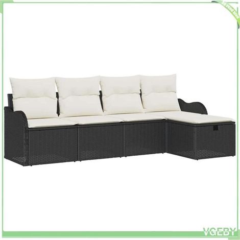 Ensemble de canapé de jardin - FAFEICY - 3360288 - Modulable - Poly rotin noir - Rangement intégré (1/5)