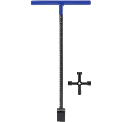 Clé de Compteur D'eau, Clé de Trottoir à Poignée en T Multifonction avec Clé Utilitaire à 4 Voies pour Robinets de Vannes pour Vanne D'arrêt D'eau Principale(2) (1/5)