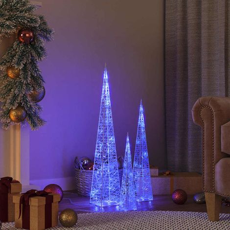 328969 vidaXL Acrylic Decorative LED Light Cone Set Blue 30/45/60cm (1/5)