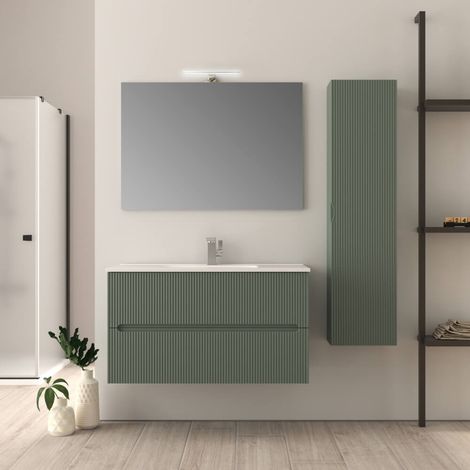 Mobile bagno Verde opaco Riga cannettato 90 cm (1/4)
