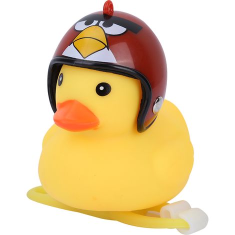 Décoration de vélo de montagne rouge avec un adorable petit canard jaune et un casque (1/5)